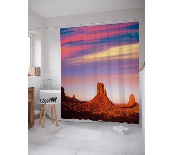 Штора (занавеска) для ванной JoyArty из сатена, 180х200 см с крючками sc_36818 1