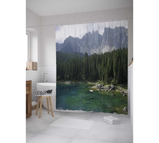 Штора (занавеска) для ванной JoyArty из сатена, 180х200 см с крючками sc_36491