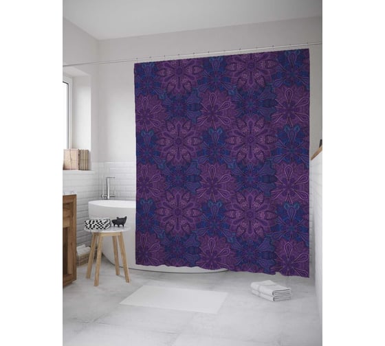 Штора (занавеска) для ванной JoyArty из сатена, 180х200 см с крючками sc_35066