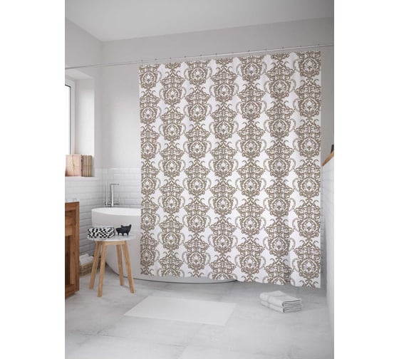 Штора (занавеска) для ванной JoyArty из сатена, 180х200 см с крючками sc_35253 1