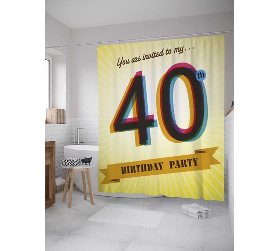 Штора (занавеска) для ванной JoyArty из сатена, 180х200 см с крючками sc_33153 1