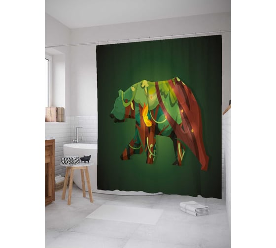 Штора (занавеска) для ванной JoyArty из сатена, 180х200 см с крючками sc_35720