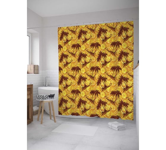 Штора (занавеска) для ванной JoyArty из сатена, 180х200 см с крючками sc_33057