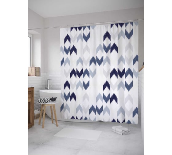 Штора (занавеска) для ванной JoyArty из сатена, 180х200 см с крючками sc_33415 1