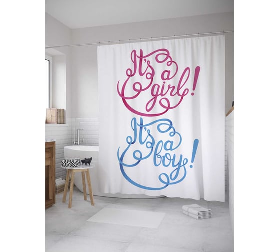 Штора (занавеска) для ванной JoyArty из сатена, 180х200 см с крючками sc_35114 1