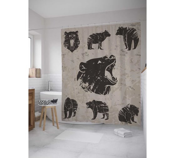 Штора (занавеска) для ванной JoyArty из сатена, 180х200 см с крючками sc_35716