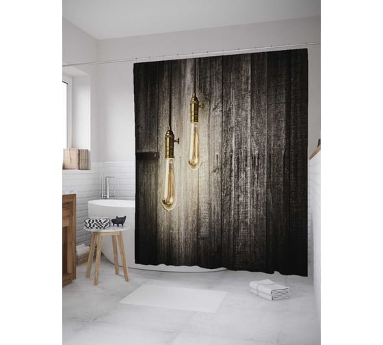 Штора (занавеска) для ванной JoyArty из сатена, 180х200 см с крючками sc_36255 1