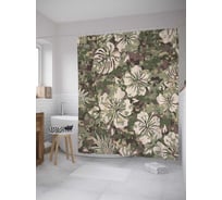Штора (занавеска) для ванной JoyArty "Камуфляжные тропики" из сатена, 180х200 см с крючками, sc_34625