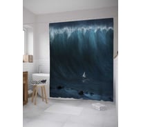 Штора (занавеска) для ванной JoyArty "Штормовая волна" из сатена, 180х200 см с крючками, sc_32845