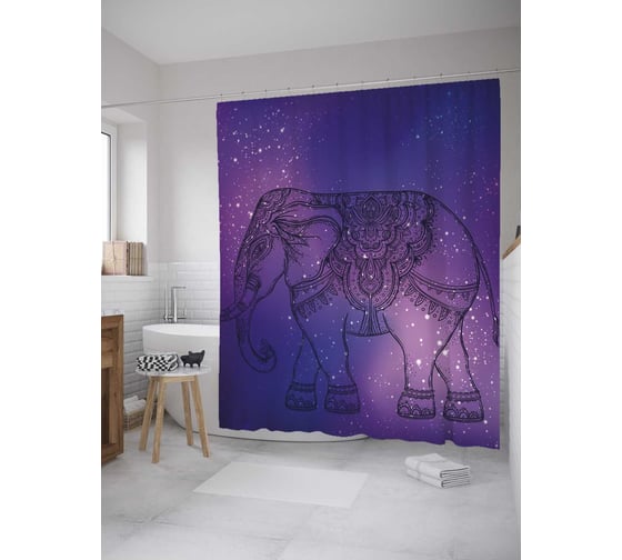 Штора (занавеска) для ванной JoyArty из сатена, 180х200 см с крючками sc_35408