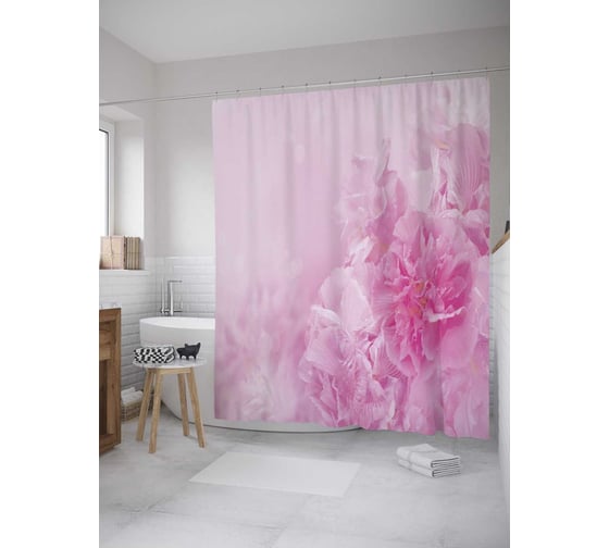 Штора (занавеска) для ванной JoyArty из сатена, 180х200 см с крючками sc_35530 1