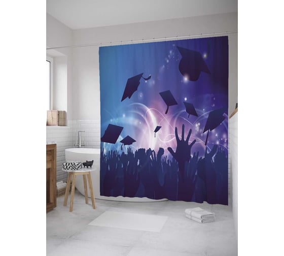 Штора (занавеска) для ванной JoyArty из сатена, 180х200 см с крючками sc_36250