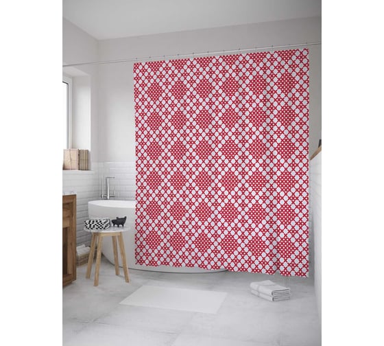 Штора (занавеска) для ванной JoyArty из сатена, 180х200 см с крючками sc_34021 1