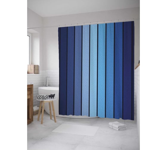 Штора (занавеска) для ванной JoyArty "Галактические полосы" из сатена, 180х200 см с крючками, sc_33437 1