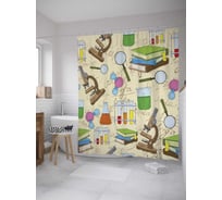 Штора (занавеска) для ванной JoyArty "Учебные принадлежности" из сатена, 180х200 см с крючками, sc_32966