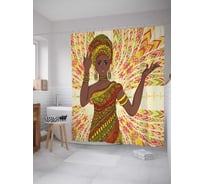 Штора (занавеска) для ванной JoyArty "Африканские расцветки" из сатена, 180х200 см с крючками, sc_36770