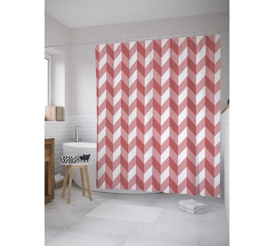 Штора (занавеска) для ванной JoyArty из сатена, 180х200 см с крючками sc_35309 1