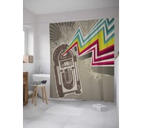 Штора (занавеска) для ванной JoyArty "Виниловая музыка" из сатена, 180х200 см с крючками, sc_34577