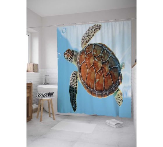 Штора (занавеска) для ванной JoyArty из сатена, 180х200 см с крючками sc_35234 1