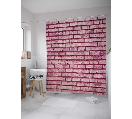 Штора (занавеска) для ванной JoyArty из сатена, 180х200 см с крючками sc_35299 1