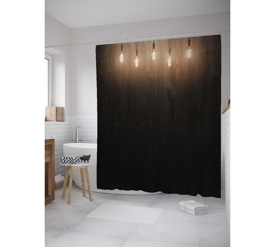 Штора (занавеска) для ванной JoyArty из сатена, 180х200 см с крючками sc_36256 1