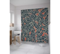 Штора (занавеска) для ванной JoyArty "Перья вразброс" из сатена, 180х200 см с крючками, sc_34020