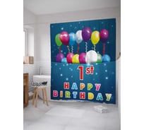 Штора (занавеска) для ванной JoyArty из сатена, 180х200 см с крючками sc_35011