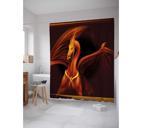 Штора (занавеска) для ванной JoyArty из сатена, 180х200 см с крючками sc_36658 1