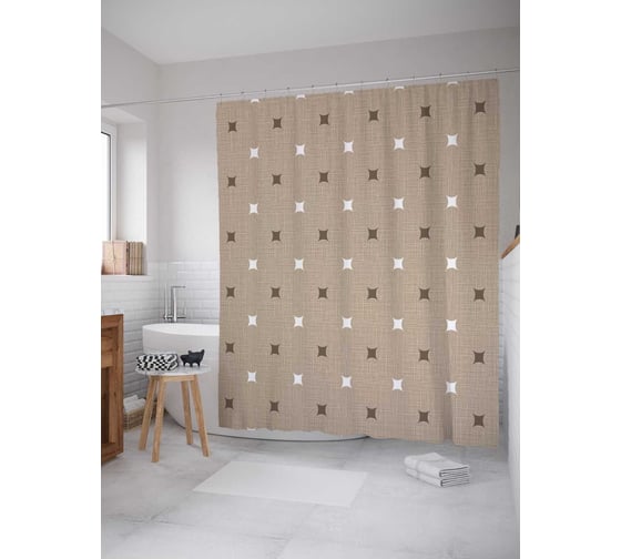 Штора (занавеска) для ванной JoyArty из сатена, 180х200 см с крючками sc_36607