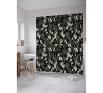 Штора (занавеска) для ванной JoyArty "Камуфляжная распятновка" из сатена, 180х200 см с крючками, sc_34615