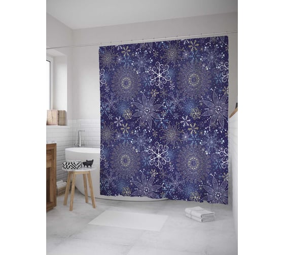 Штора (занавеска) для ванной JoyArty из сатена, 180х200 см с крючками sc_35329