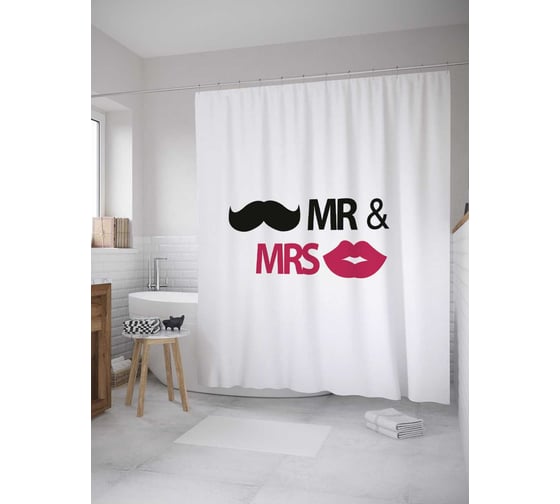 Штора (занавеска) для ванной JoyArty из сатена, 180х200 см с крючками sc_35174