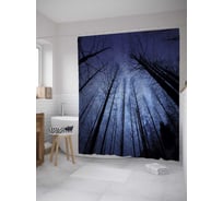 Штора (занавеска) для ванной JoyArty "Кроны деревьев в небе" из сатена, 180х200 см с крючками, sc_35615