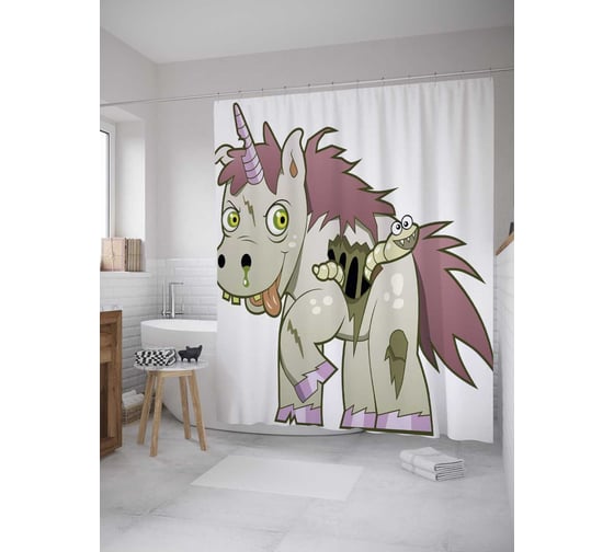 Штора (занавеска) для ванной JoyArty из сатена, 180х200 см с крючками sc_36404