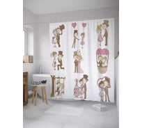 Штора (занавеска) для ванной JoyArty из сатена, 180х200 см с крючками sc_35156