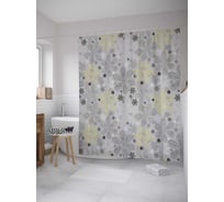 Штора (занавеска) для ванной JoyArty "Ажурные ромашки" из сатена, 180х200 см с крючками, sc_34683