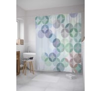 Штора (занавеска) для ванной JoyArty "Воздушные круги" из сатена, 180х200 см с крючками, sc_32512