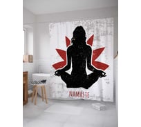 Штора (занавеска) для ванной JoyArty "Намасте" из сатена, 180х200 см с крючками, sc_37537