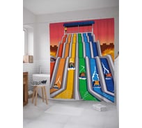 Штора (занавеска) для ванной JoyArty "Водные горки" из сатена, 180х200 см с крючками, sc_32760