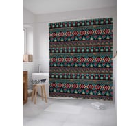 Штора (занавеска) для ванной JoyArty "Этнический ковер" из сатена, 180х200 см с крючками, sc_37495