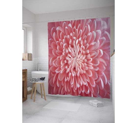 Штора (занавеска) для ванной JoyArty "Георгин макро" из сатена, 180х200 см с крючками, sc_32488