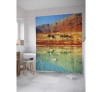 Штора (занавеска) для ванной JoyArty "Вода в пустыне" из сатена, 180х200 см с крючками, sc_32158