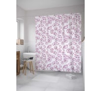 Штора (занавеска) для ванной JoyArty "Полотно ромашек" из сатена, 180х200 см с крючками, sc_32196