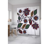 Штора (занавеска) для ванной JoyArty "Турецкие цветы" из сатена, 180х200 см с крючками, sc_32752