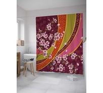 Штора (занавеска) для ванной JoyArty "Цветы на полотне" из сатена, 180х200 см с крючками, sc_32204