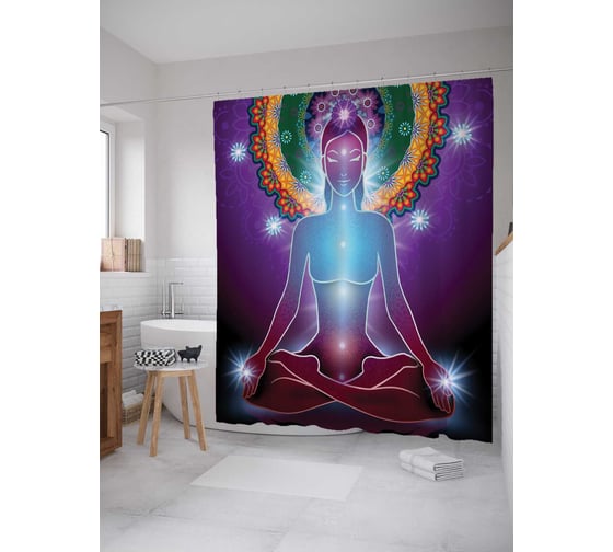 Штора (занавеска) для ванной JoyArty "Полная гармония" из сатена, 180х200 см с крючками, sc_37543 1