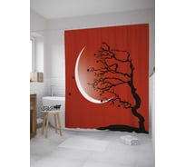 Штора (занавеска) для ванной JoyArty "Ночное дерево" из сатена, 180х200 см с крючками, sc_32499