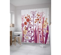 Штора (занавеска) для ванной JoyArty "Полевое цветение" из сатена, 180х200 см с крючками, sc_32198