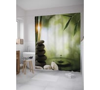 Штора (занавеска) для ванной JoyArty "Утренний релакс" из сатена, 180х200 см с крючками, sc_32161