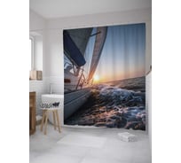 Штора (занавеска) для ванной JoyArty "Путешествие в утренних лучах" из сатена, 180х200 см с крючками, sc_32502